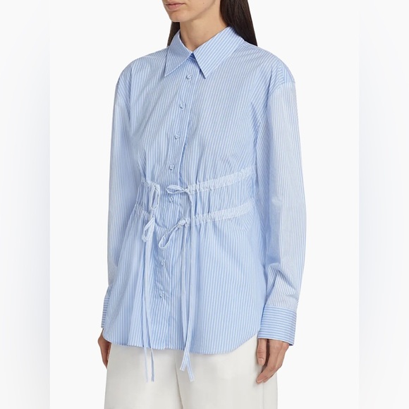 Aknvas Marina Tie Front Poplin Top Size Small New - Picture 1 of 11